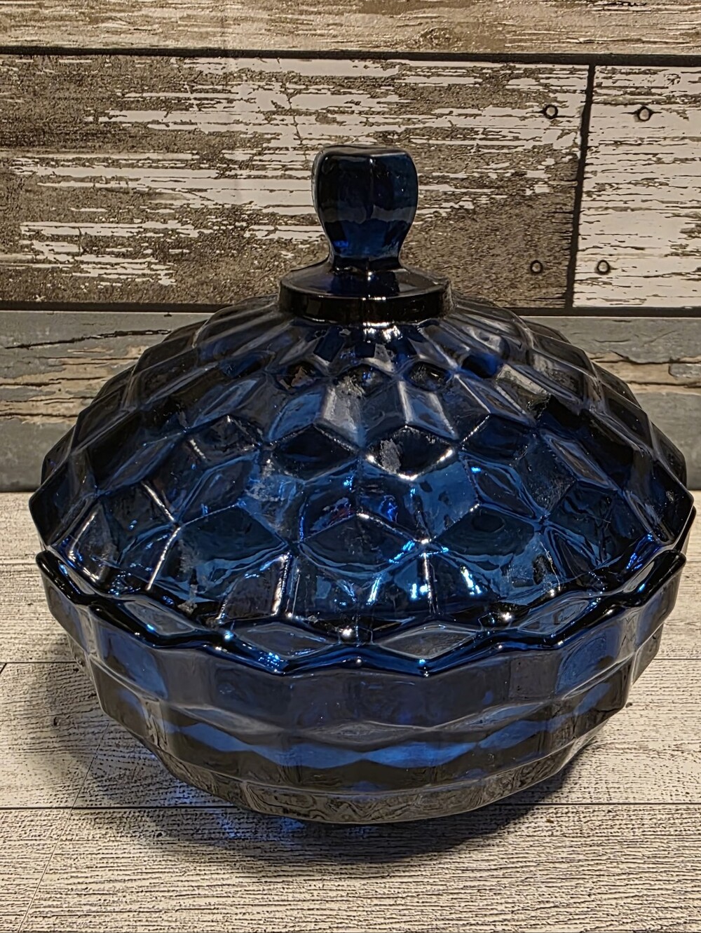Vintage Indiana Glaa Cobalt Blue  Covered Dish
